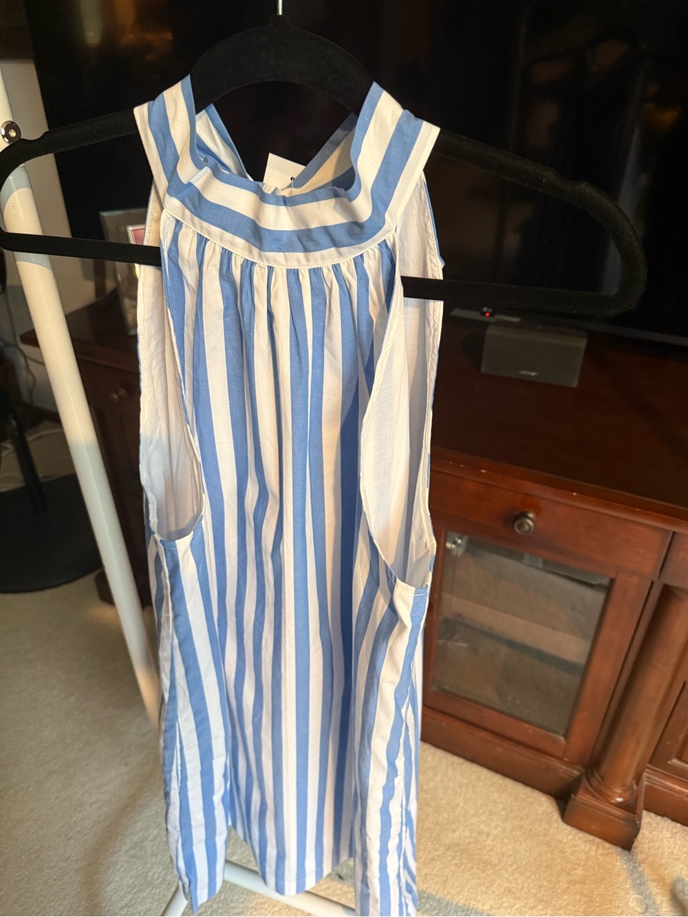 J. Crew Blue and White Striped Halter Sundress